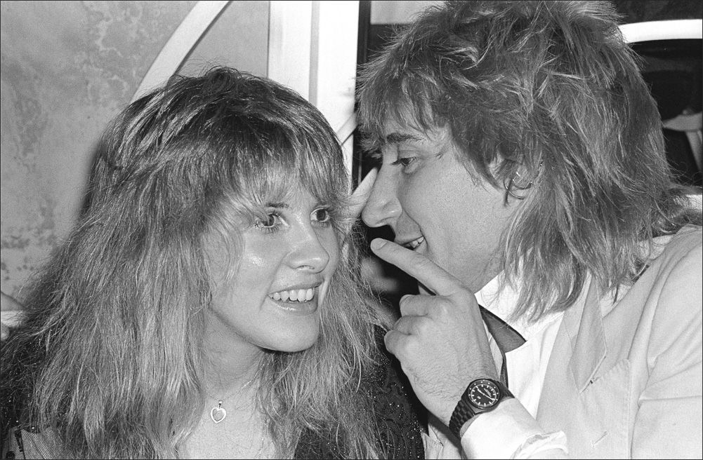 Rod Stewart speaks with Stevie Nicks of Fleetwood Mac at a party in his honor at Regine's 10/21/17